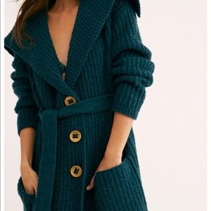 Free People Blue Taffy Sweater Cardi Large